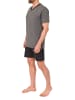 NORMANN Kurzarm Schlafanzug Shorty Pyjama print in grau
