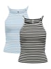 JACQUELINE de YONG Gestreiftes Tank Top 2-er Stück Ärmelloses Set JDYFRANSISKA in Schwarz-Blau