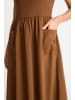 Rich & Royal Scuba Mat Mix Parachute Dress in Coconut Bark