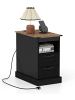 COSTWAY Nachttisch mit Ladestation 35,5 x 60 x 62 cm in Schwarz