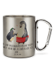 Mr. & Mrs. Panda Edelstahlbecher Pinguin mit Kind mit Spruch in Silber