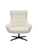 SalesFever Relaxsessel drehbar mit schwarzem Metallgestell und Chenille-Stoff in Beige