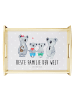 Mr. & Mrs. Panda Tablett Koala Familie zwei mit Spruch in Grau Pastell