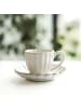 Almina Bloomy Mokkatassen-Set mit Untertellern 75 ml aus Porzellan - 12-tlg in Weiß