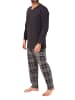 NORMANN Schlafanzug langarm Pyjama mit karierter Jersey Hose in anthrazit