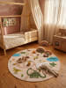 KADIMA DESIGN Kinderteppich Dinosaurier Waschbar Rutschfest Spielteppich in Beige