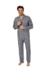 NORMANN Flanell Schlafanzug langarm Pyjama zum durchknöpfen in grau