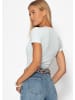 SASSYCLASSY Kurzarm Body mit V-Ausschnitt in Hellbau
