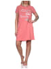 NORMANN Damen Nachthemd kurzarm mit Rundhals und Front-Print - 87864 in apricot