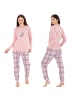 LOREZA Schlafanzug Pyjama langarm- Interlock - Rosa- XL