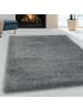 KADIMA DESIGN Teppich Hochflor Shaggy Uni Style Polypropylen Wohnzimmer in Hellgrau