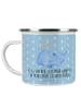 Mr. & Mrs. Panda Emaille Becher Wal Konfetti mit Spruch in Blau Pastell