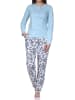 NORMANN Pyjama Schlafanzug langarm Hose floralem print in blau