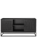 home24 home24 Sideboard mit 2 Türen aus Pappel-Echtholzfurnier & Metall in Pappel Hell in Pappel Schwarz