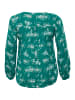 KAFFE curve Langarm-Bluse KCami Regular fit in Green Detailed Flower Print