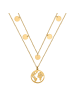 Steel_Art Halskette Weltkette mit 5 Plättchen goldfarben in goldfarben