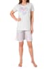 NORMANN kurzarm Pyjama Shorty romantischem Design Herzchen - 65753 in grau