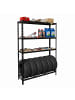 relaxdays Reifenregal in Schwarz - (B)120 x (H)180 x (T)40 cm