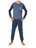 NORMANN Frottee Schlafanzug langarm Bündchen in blau