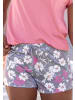 Vivance Active Pyjamashorts in graublau-pink-geblümt