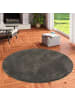 Pergamon Hochflor-Teppich Silky Rund in anthrazit