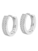 Adeliás Damen Ohrringe – Klappcreole aus 925 Silber mit Zirkonia in silber