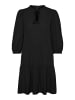 Vero Moda Kurzes Crepe Kleid mit Kordel Midi Dress 3/4 Ärmel in Schwarz