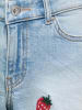 KIDS ONLY Kogrobyn Jeans-Shorts Erdbeer-Stickerei in light blue denim