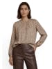 Zero  Satinbluse mit Rundhalsausschnitt in Cream/Brown