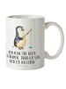 Mr. & Mrs. Panda Kaffeetasse Pinguin Angler mit Spruch in Weiß