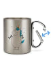 Mr. & Mrs. Panda Karabiner Tasse Einhorn Fitness ohne Spruch in Silber
