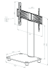 VCM  TV Standfuß  Rack Alu Glas Rollen Bilano in Mattglas