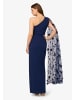Adrianna Papell Abendkleid Crepe One Shoulder Dress in Navy Sateen