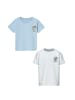 name it T-Shirt 2er-Set Normale Passform Kurzarm in Weiß-Blau