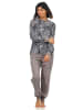 NORMANN Pyjama langarm Schlafanzug Bündchen Tupfen Animal print in grau