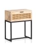 KADIMA DESIGN Nachtkonsole Massivholz / Rattan 50x60x30 cm Nachttisch Braun
