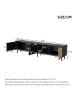 ABRIHOME TV Schrank in Natur Schwarz 175x31x43,5 cm mit LED Glas 3 Fächern für 75 Zoll