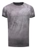 Rusty Neal Herren Vintage Oil Wash T-Shirt mit Skull Print & Raw Edge Rundhals in Schwarz