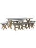 Beliani 9-tlg Gartentisch Set OLBIA in Grau/Braun