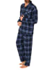 NORMANN Durchgeknöpfte Flanell Schlafanzug langarm Pyjama KaroMuster - 76515 in marine
