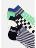 DillySocks Sneakersocken Short Pattern Club in Grau Weiss Türkis Grün