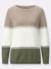 WITT WEIDEN Rundhals-Pullover in khaki-ecru-gemustert