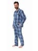NORMANN langarm Schlafanzug Pyjama gewebt zum Knöpfen - 80150 in blau