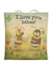 Mr. & Mrs. Panda Tote Bag Bienen Paar Design mit Spruch in Weiß