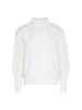myMo Damen Pullover Mit Blumenstick in WOLLWEISS