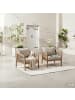 home24 Loungegruppe Mori 2-teilig Typ C in Gestell: Akazie BraunBezug & Geflecht: Beige