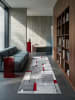 KADIMA DESIGN Teppich Niederflor Patchwork pflegeleicht Wohnzimmer Flur Esszimmer in Rot-Grau