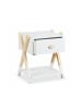relaxdays Kinder-Nachttisch in Weiß/ Natur - (B)34 x (H)42 x (T)32 cm