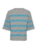 Kaffe Strickpullover KAtrina Loose fit in Grey Melange/Blue Stripe