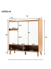 ABRIHOME Schuhschrank in Natürlich mit verstellbaren Einlegeböden H99 B90 T35 cm